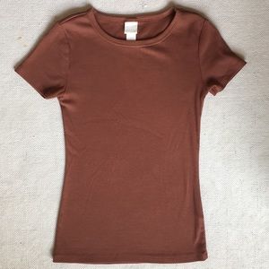 H&M Basics Tee Burnt Sienna Short Sleeve Sz Small